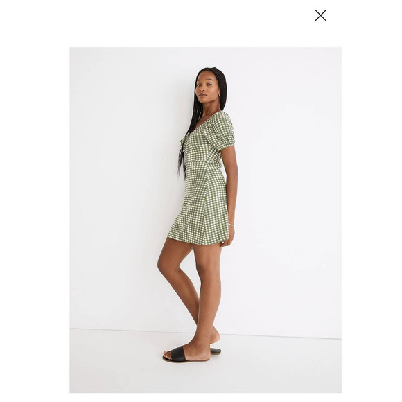 Madewell Jacquard Puff-Sleeve  Mini Dress Gingham Check - Picture 9 of 12